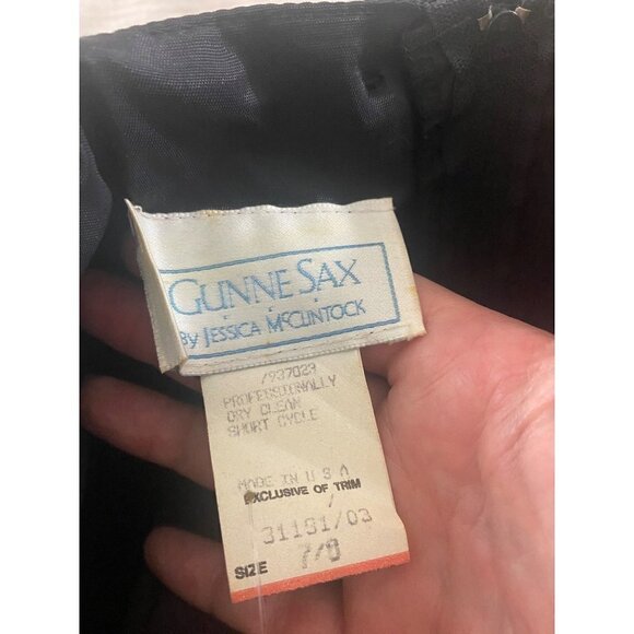 Vintage Jessica McClintock Gunne Sax Black Embellished Cocktail Dress - 7/8 - Picture 8 of 12